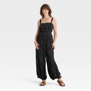 Universal Thread Black Floral Wide Leg Jumpsuit